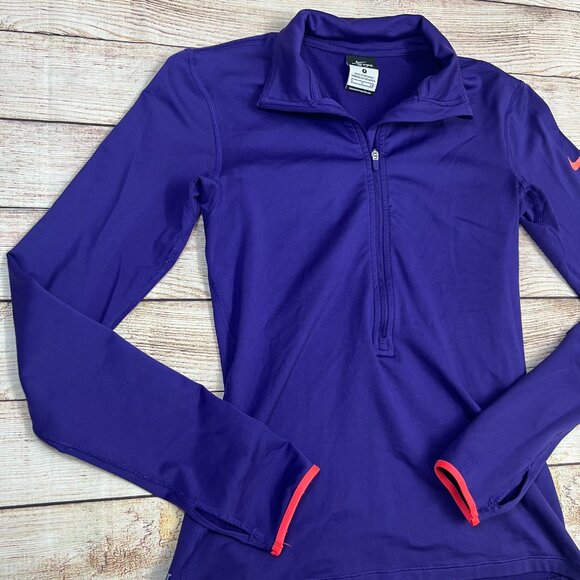 Nike Pro Dri-FIT Purple Half Zip Pullover Size Small Thumbholes Workout Running - Picture 11 of 14